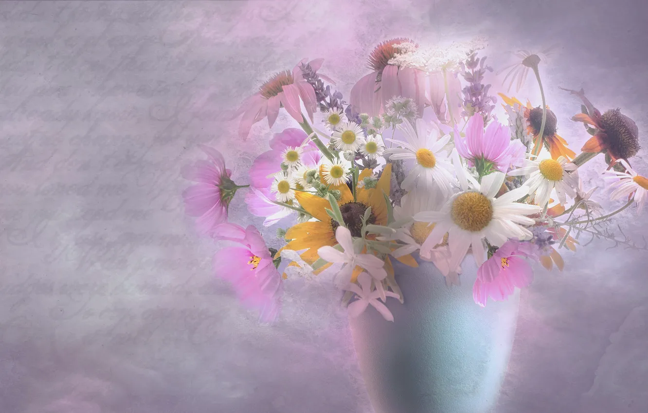 Фото обои цветы, букет, картина, ваза