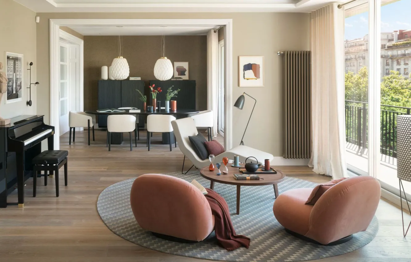 Фото обои интерьер, фортепиано, гостиная, столовая, Contemporary Home, by The Room Studio