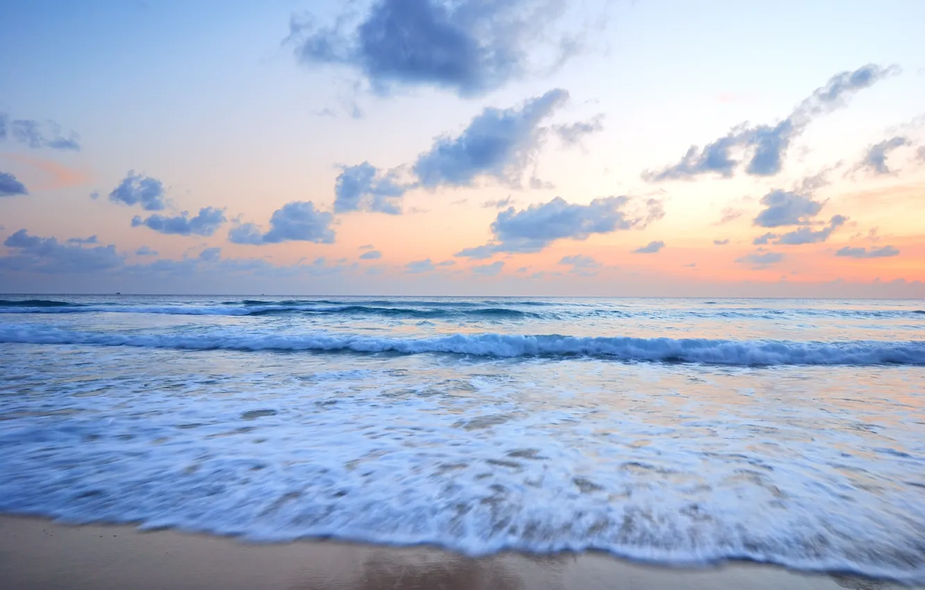 Фото обои песок, море, волны, пляж, лето, небо, берег, summer