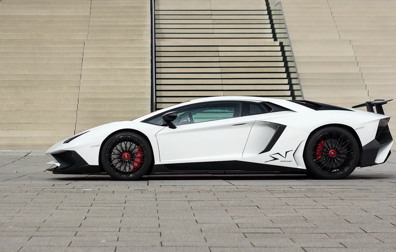 Фото обои Lamborghini, White, Aventador, Superveloce