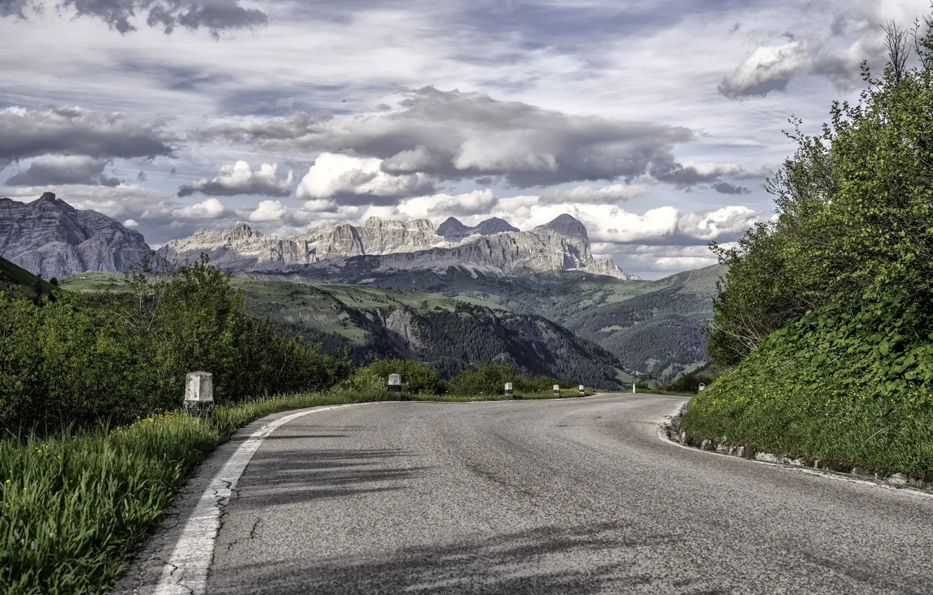 Фото обои дорога, горы, трасса