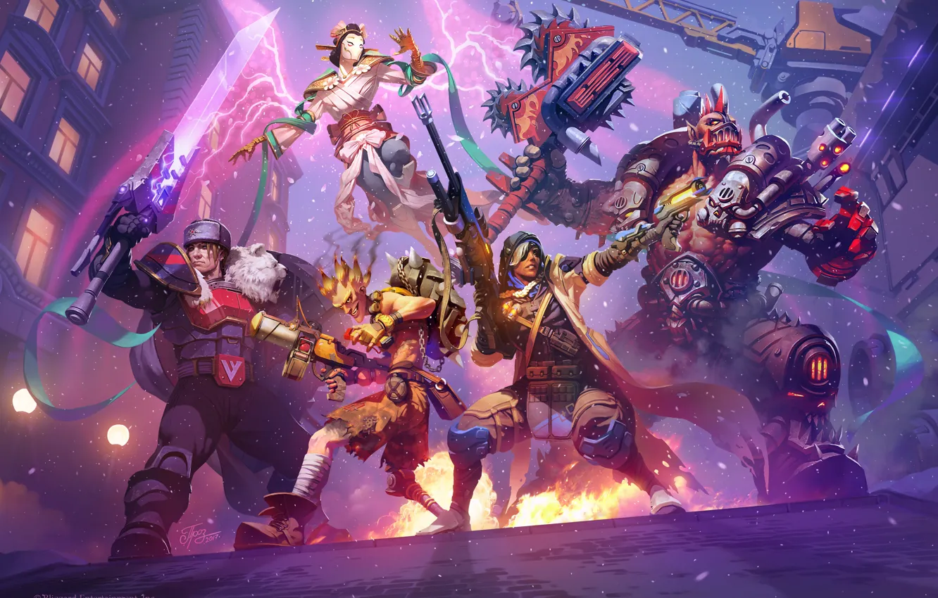 Фото обои blizzard, art, hots, ana, Auriel, Heroes of the Storm, garrosh, Overwatch