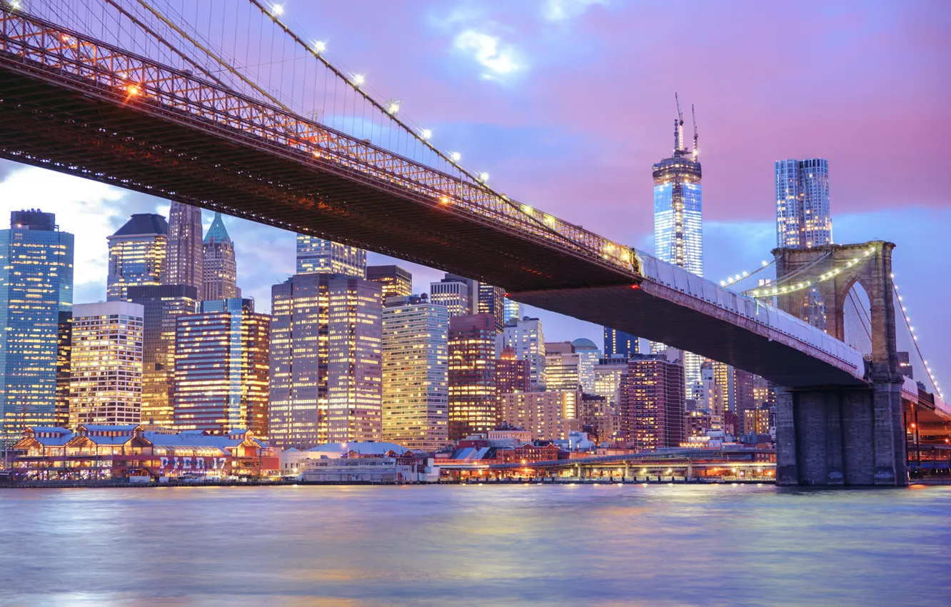 Фото обои USA, United States, river, New York, Manhattan, NYC, New York City, Skyline