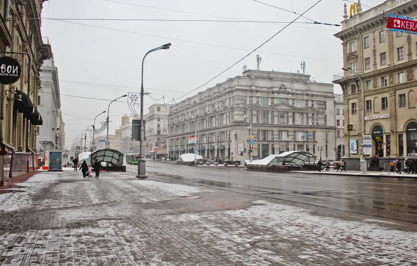 Фото обои city, USSR, winter, Belarus, Minsk, зима в городе