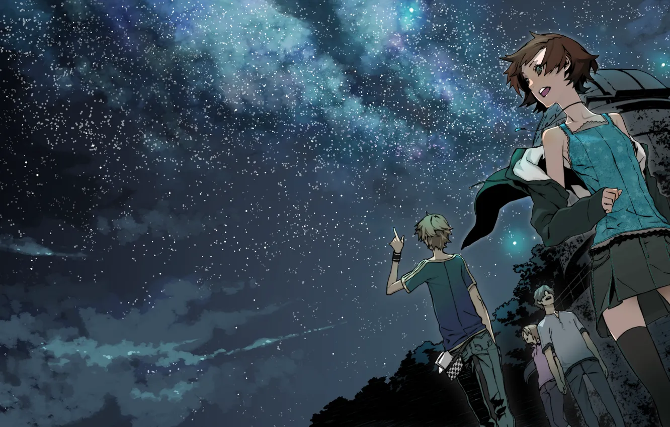 Фото обои Miwa Shirow, supercell, звёздное небо