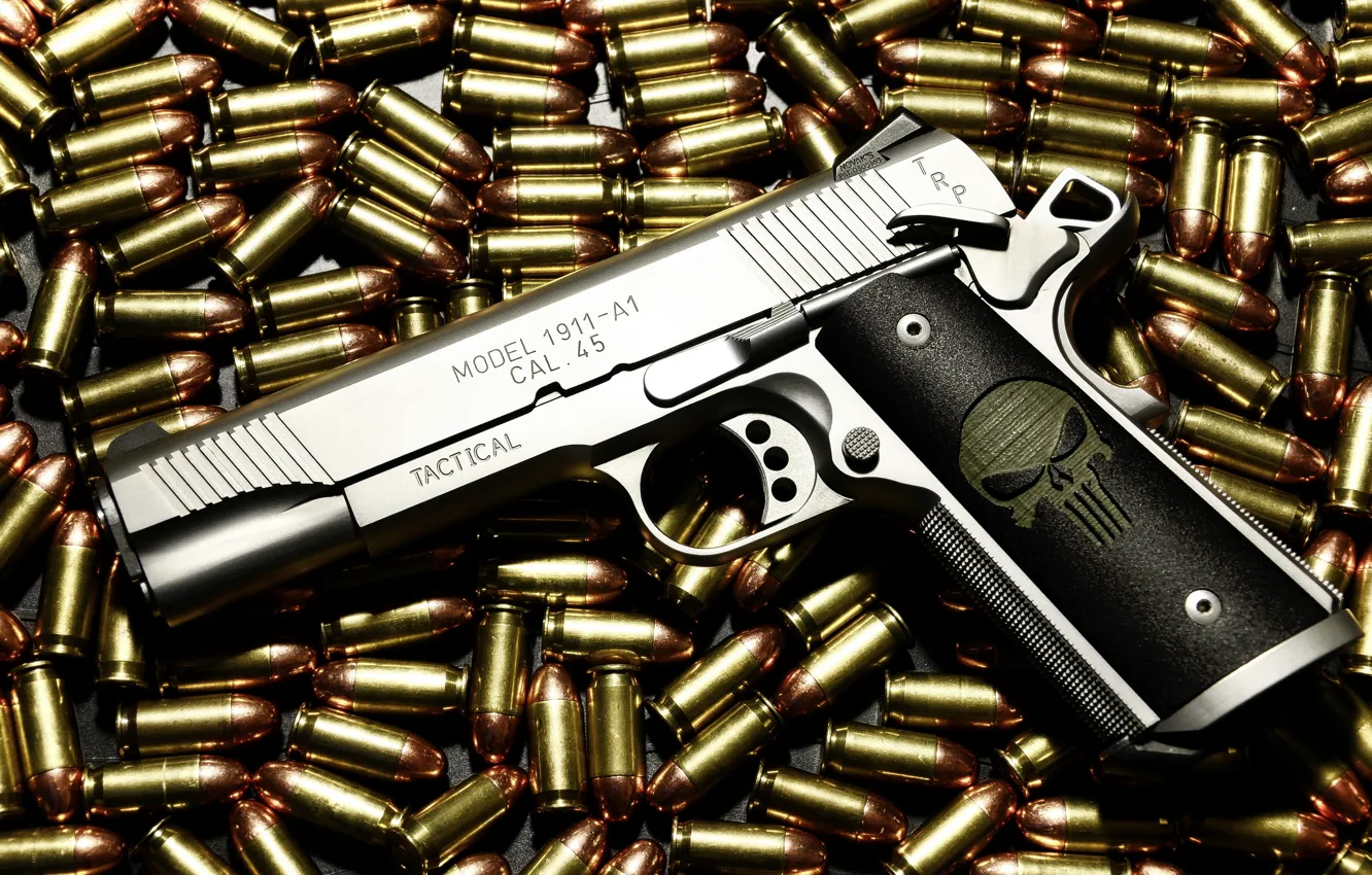 Фото обои пистолет, оружие, патроны