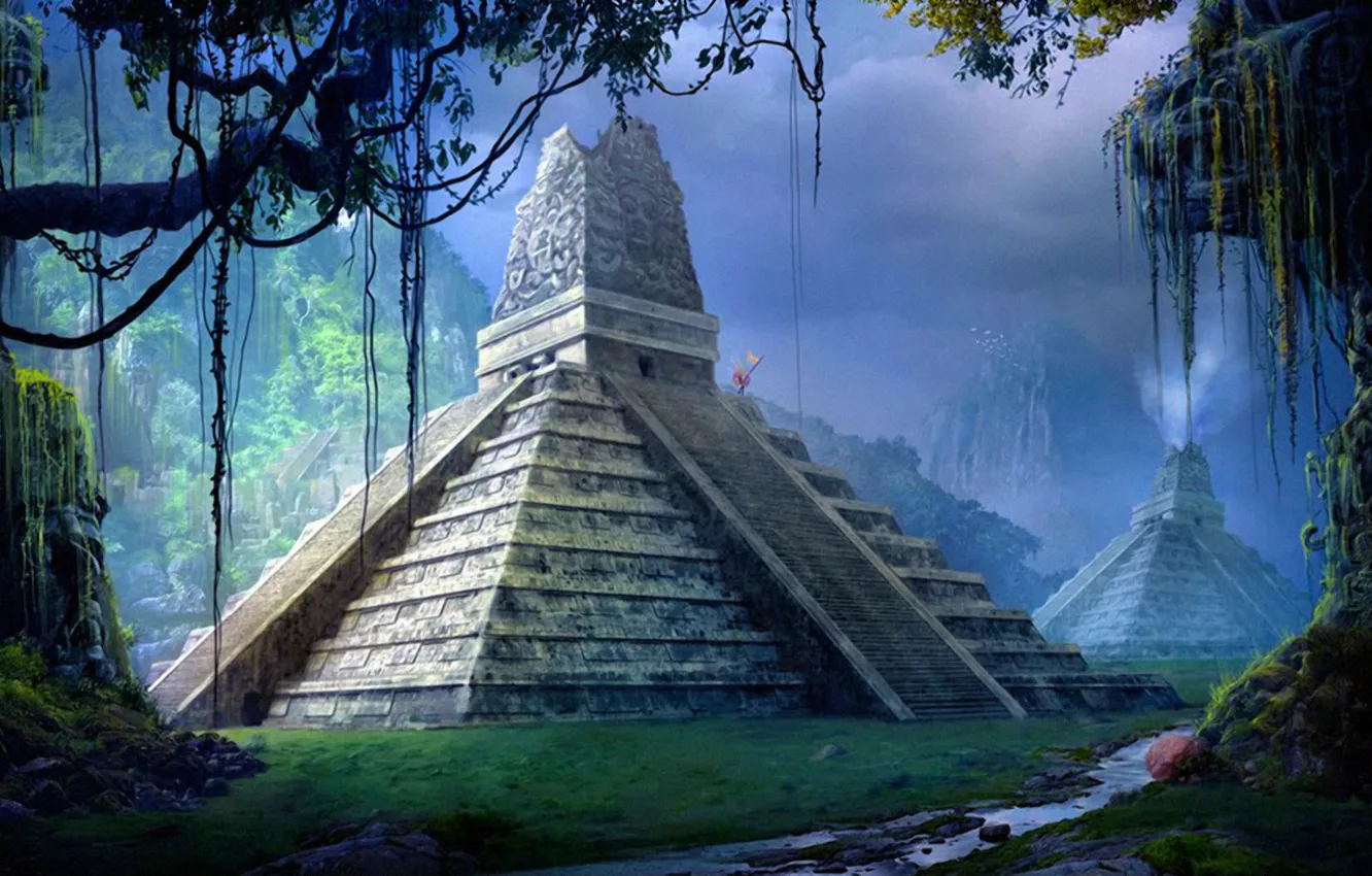 Фото обои art, painting, concept art, ancient, Pyramid