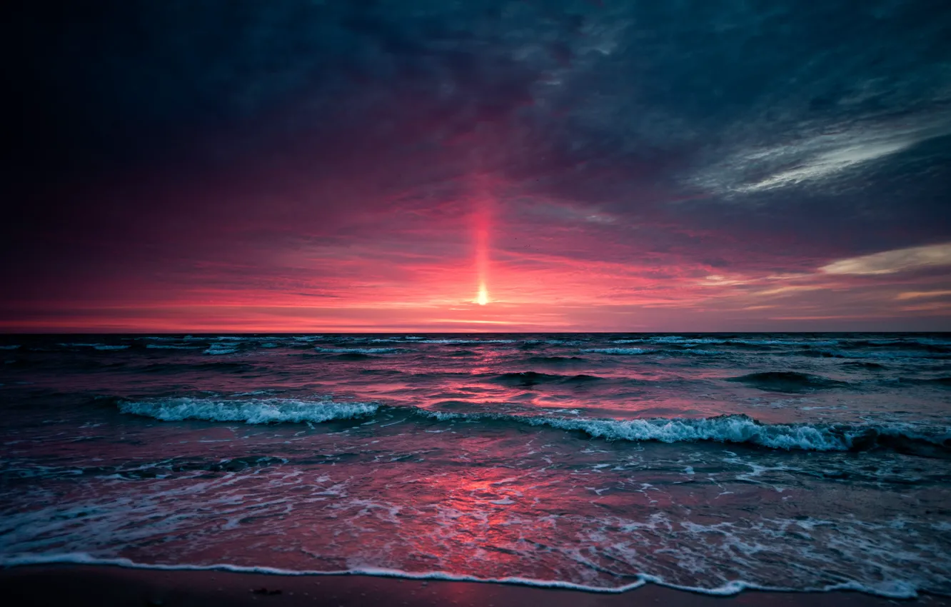Фото обои море, небо, закат, Sunset