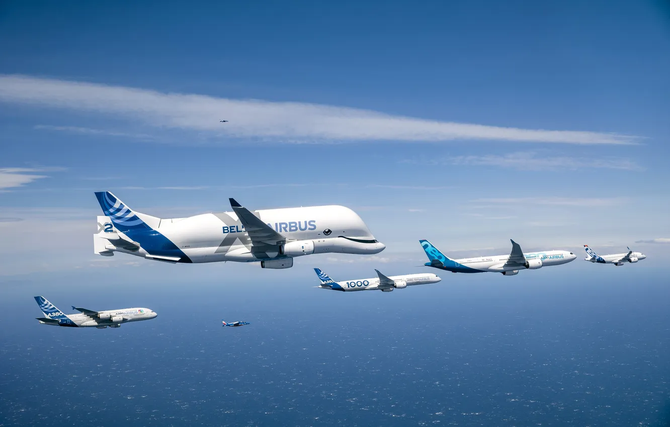 Фото обои Airbus A380, Airbus Beluga, Airbus A350, Airbus A330