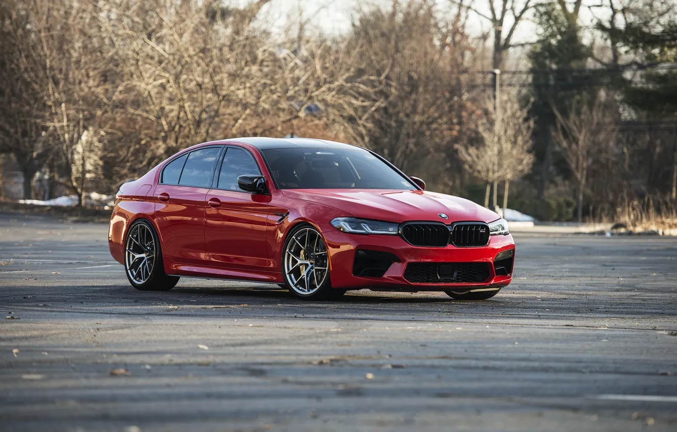 Фото обои Red, Street, Trees, M5, F90