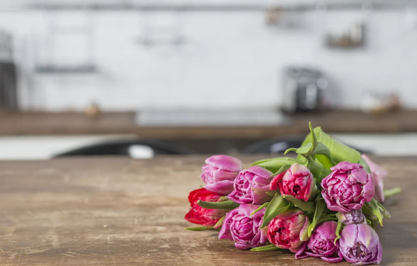 Фото обои букет, тюльпаны, розовые, fresh, pink, flowers, tulips, spring