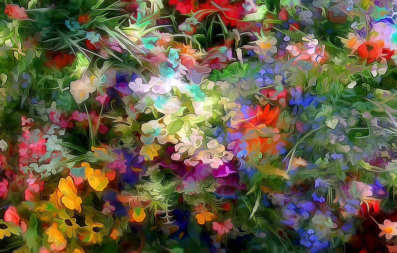 Фото обои линии, цветы, узор, сад, клумба