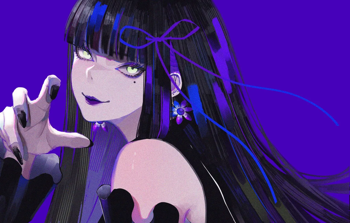 Фото обои украшения, брюнетка, Аниме, Anime, жест, маникюр, Anime girls, Аниме девушки