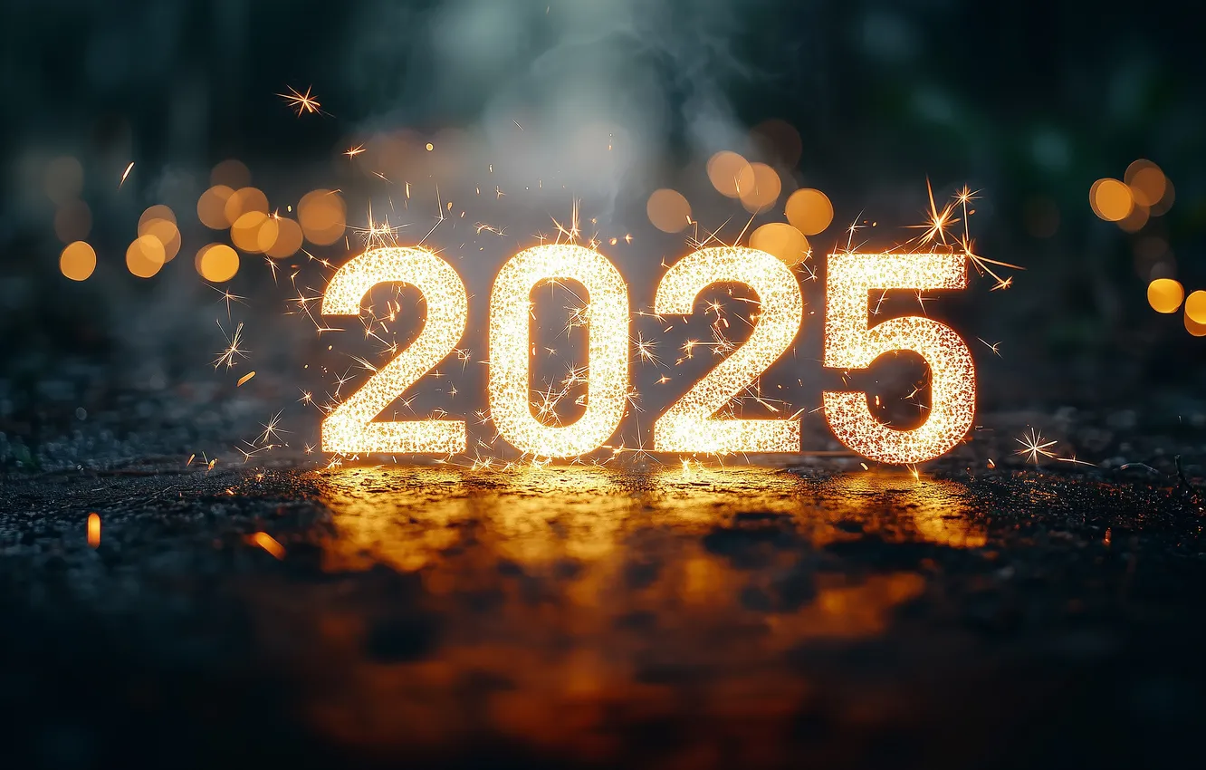 Фото обои цифры, Новый год, дата, 2025, ИИ-арт, нейросеть, Новый 2025 год