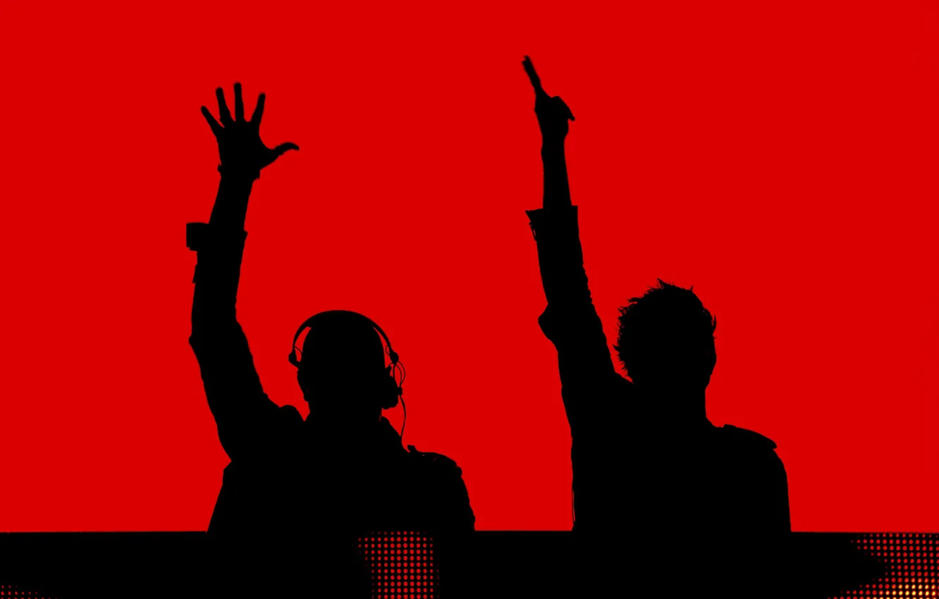 Фото обои Красный, Музыка, Силуэты, Knife Party, Big Beat, Робом Свайром, EarStorm, Gareth McGrillen