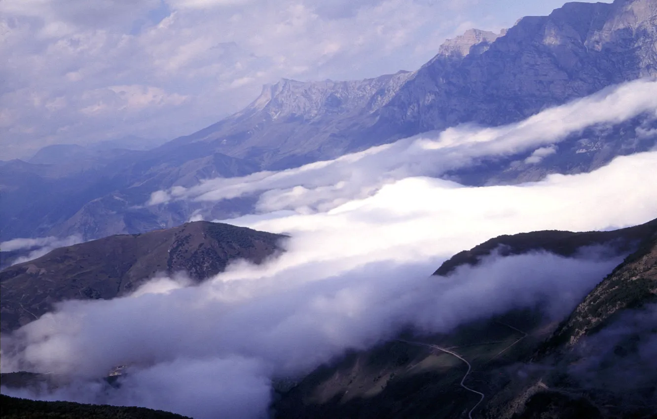 Фото обои Облака, Горы, Clouds, Mountains, Горный Пейзаж