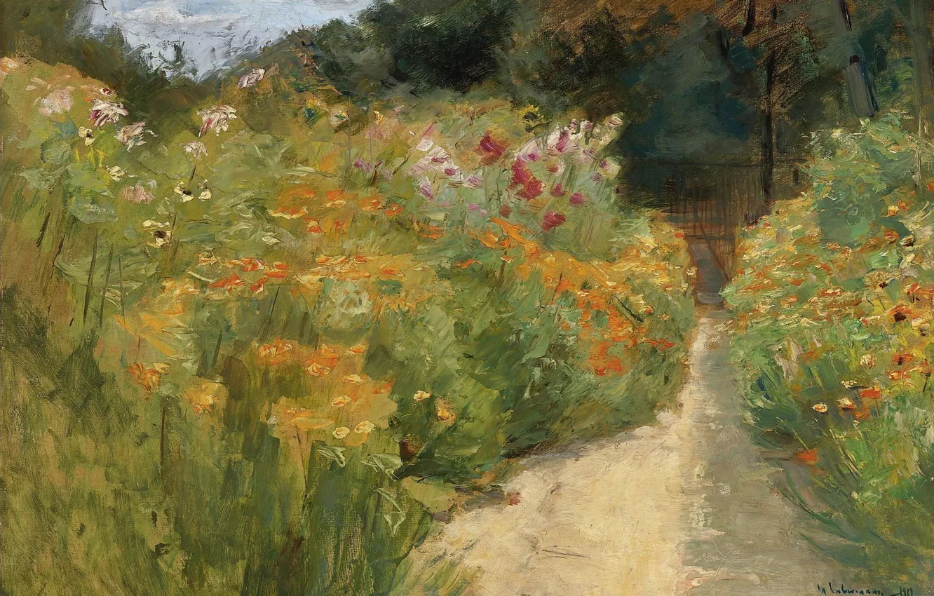 Фото обои пейзаж, картина, 1919, Max Liebermann, Макс Либерман, Цветочные Кусты в Саду Ванзее