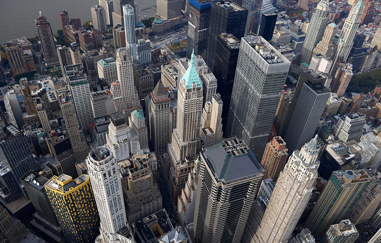 Фото обои дома, Нью-Йорк, панорама, США