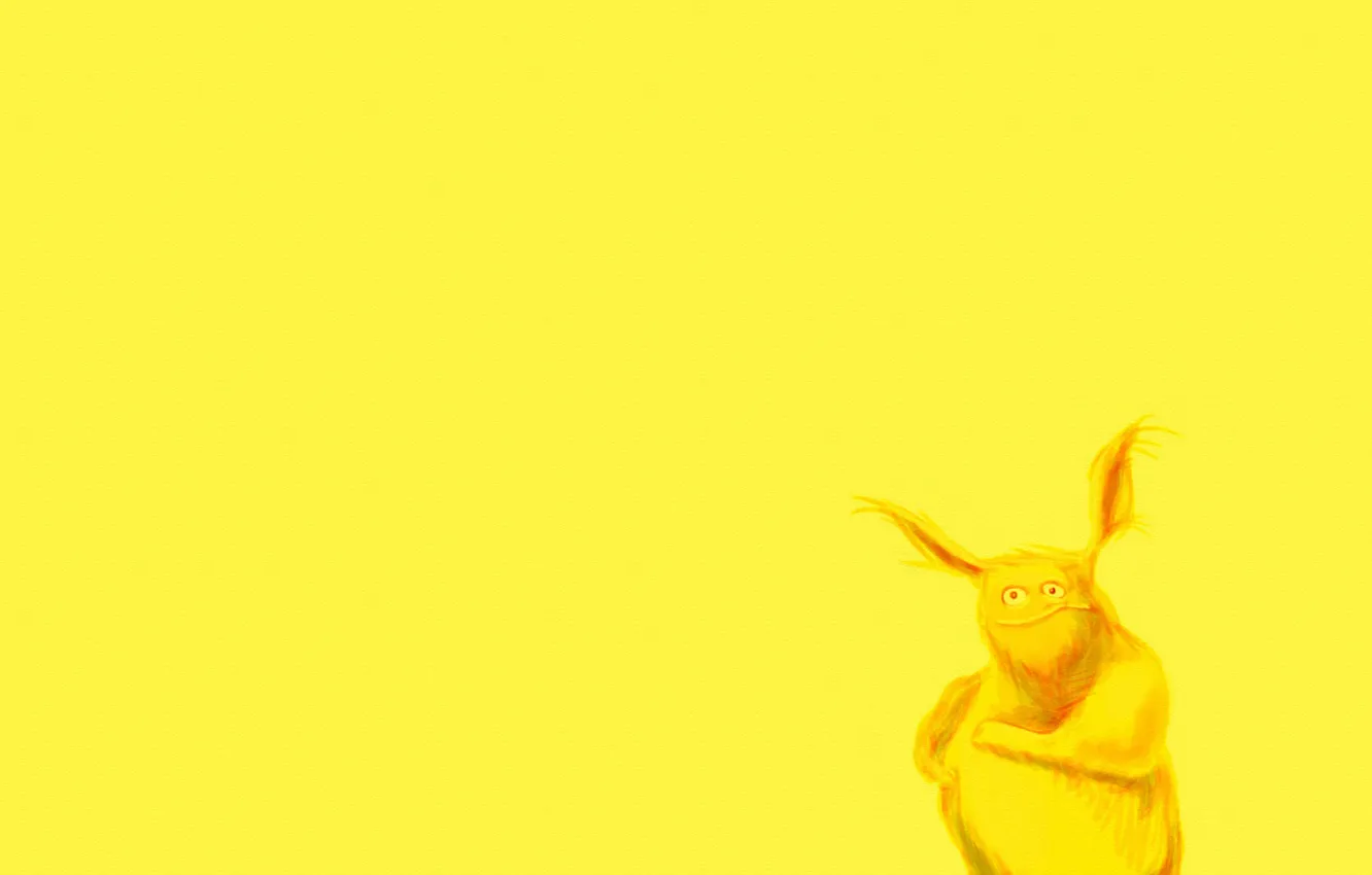 Фото обои минимализм, шерсть, уши, yellow monster, желтый монстр