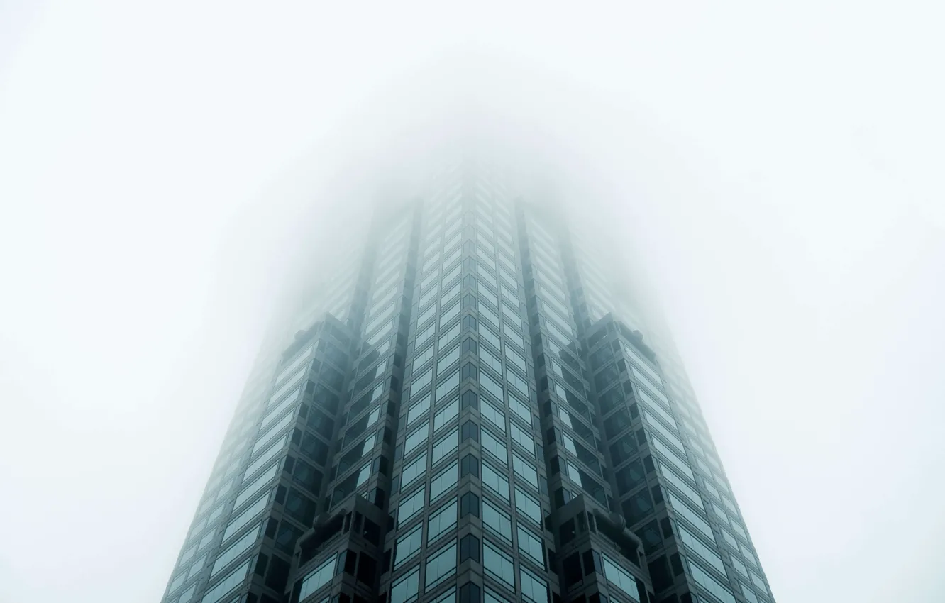 Фото обои туман, дом, дымка, небоскрёб