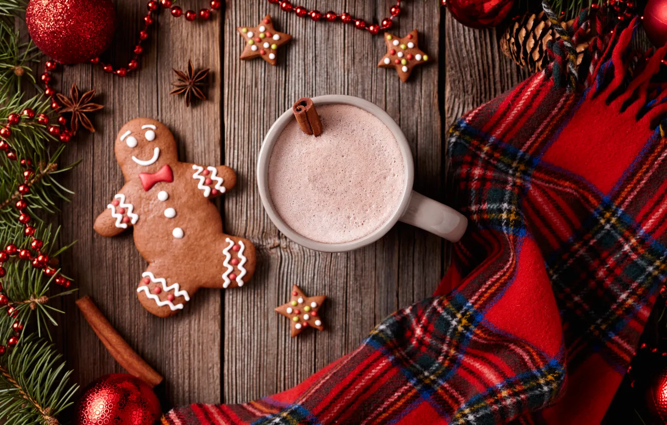 Фото обои Новый Год, печенье, Рождество, Christmas, выпечка, Xmas, глазурь, какао