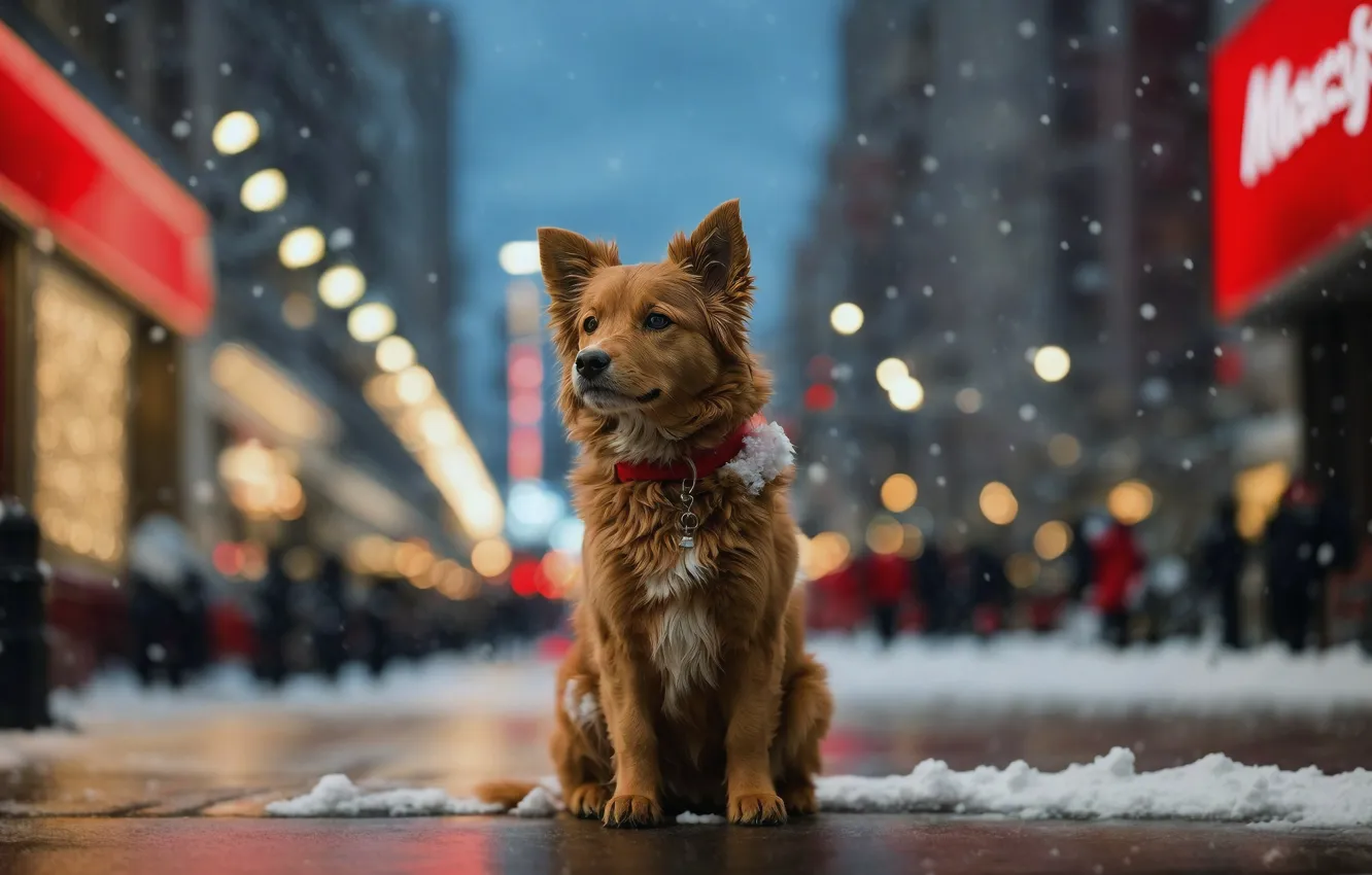 Фото обои dog, outdoors, collar, blurry