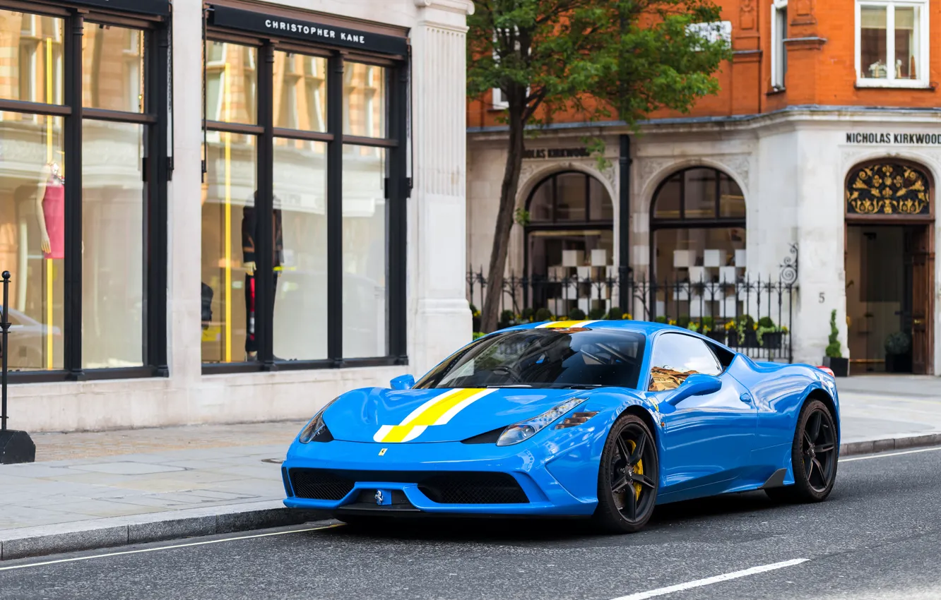 Фото обои Ferrari, 458, Blue, Speciale