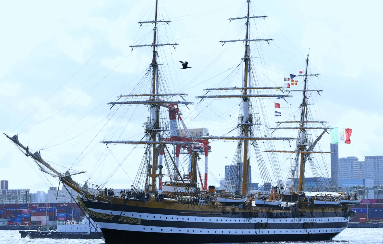 Фото обои корабль, парусный, учебный, Amerigo Vespucci