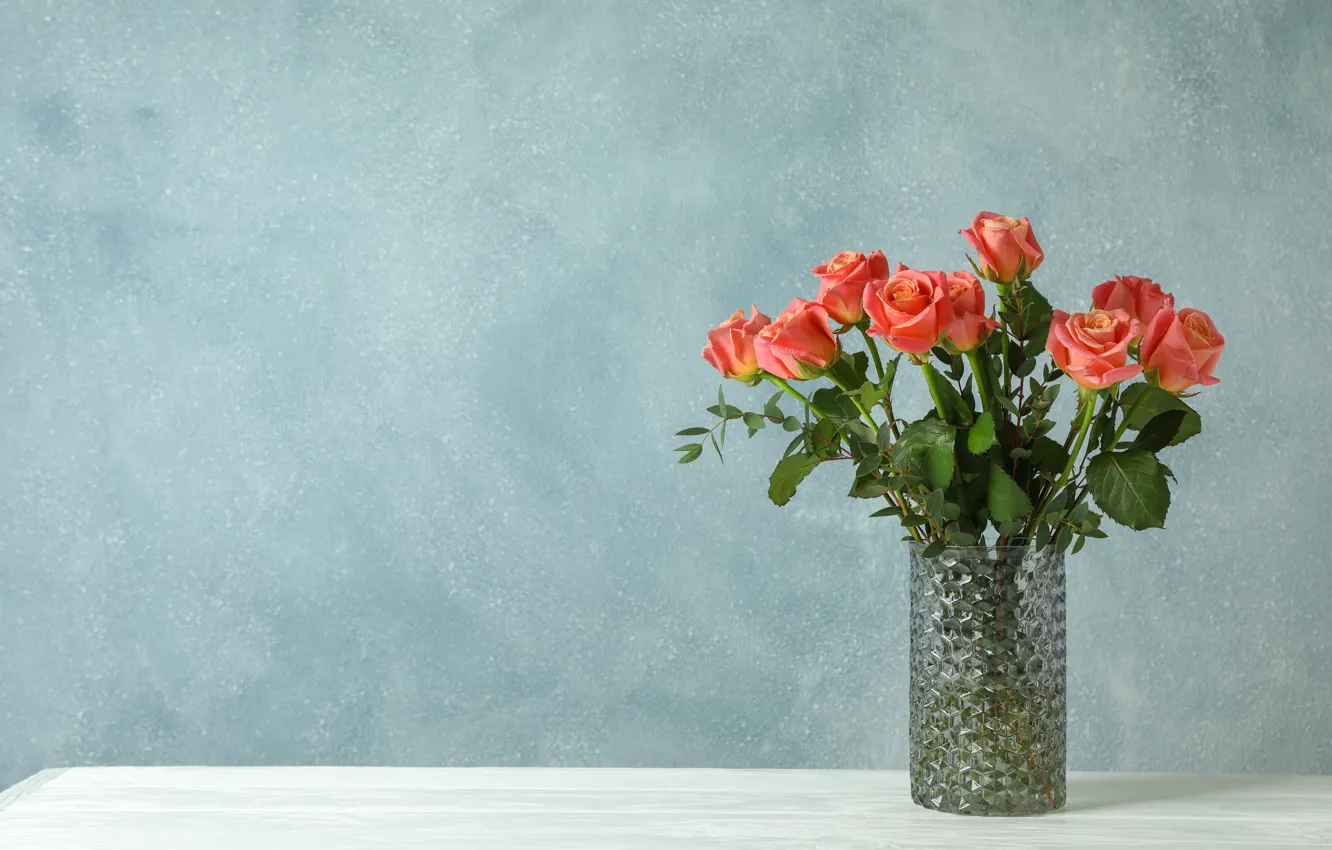 Фото обои розы, ваза, красивые, Atlascompany