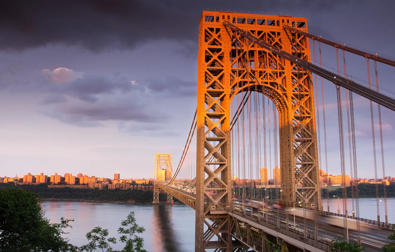 Фото обои USA, США, bridge, Нью-Джерси, New Jersey, мост Джорджа Вашингтона