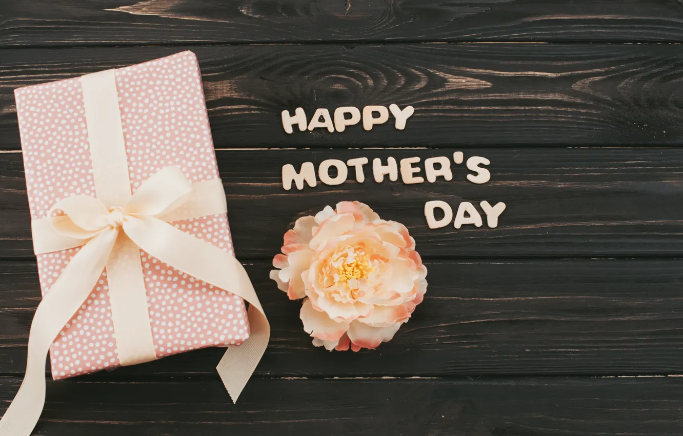 Фото обои цветок, подарок, Happy, День Матери, Gift box, mothers day