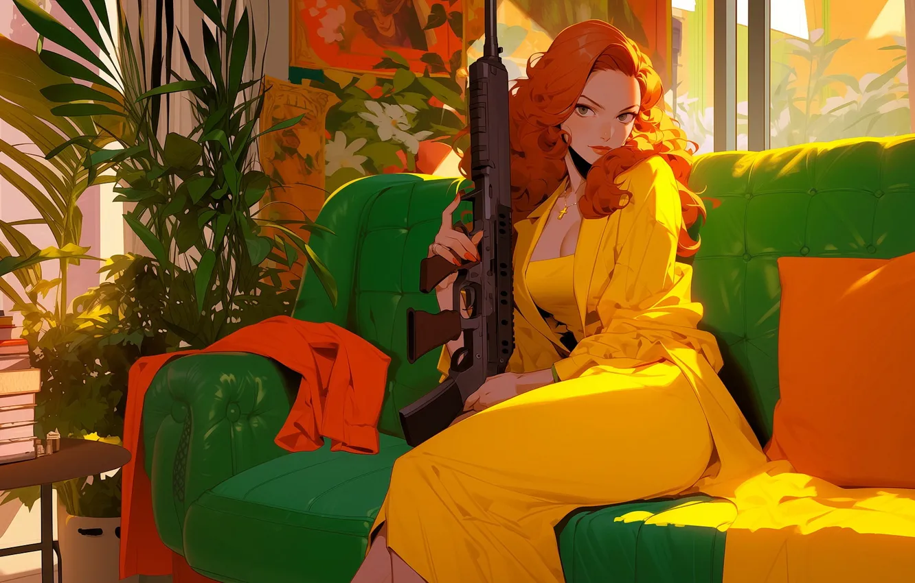 Фото обои girl, anime, art, weapons