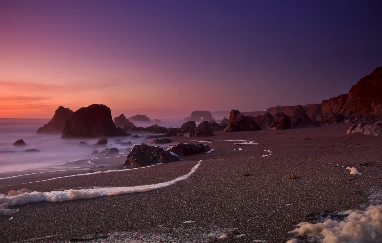 Фото обои песок, пляж, скалы, Океан, Калифорния, california, ocean, bodega bay