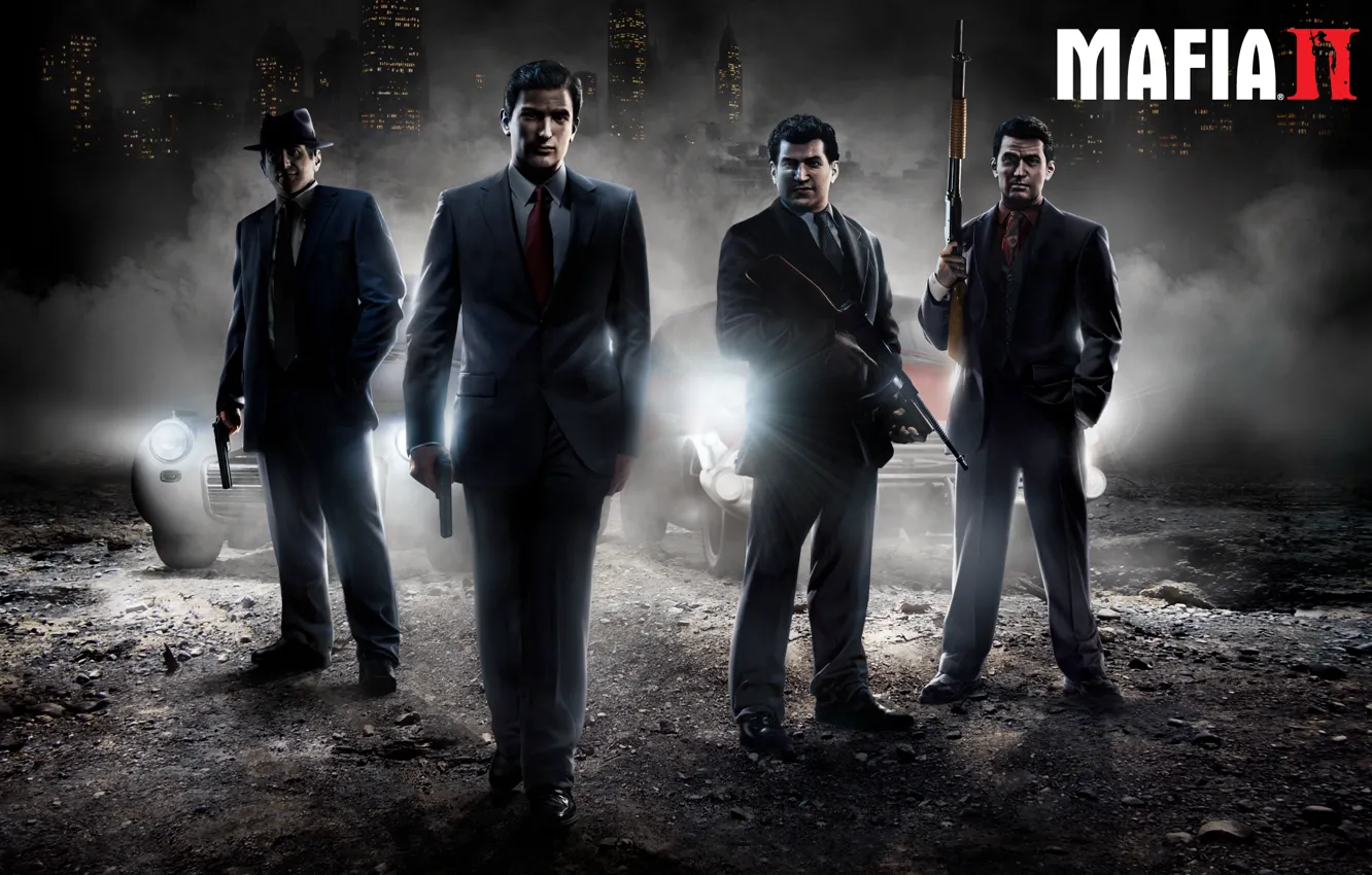 Фото обои оружие, Mafia 2, Vito Scaletta, Edoardo “Eddie” Scarpa, Joe Barbaro, Henry Thomasino