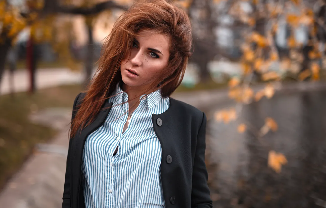 Фото обои веснушки, рубашка, губки, прелесть, Настя