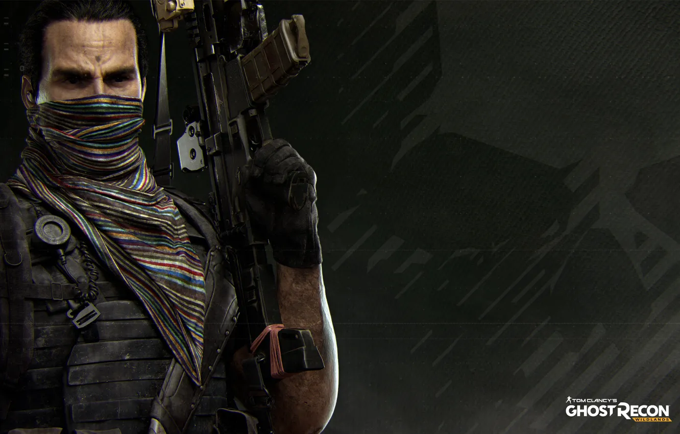 Фото обои gun, Ghost, soldier, weapon, man, rifle, Tom Clancy's, bulletproof vest