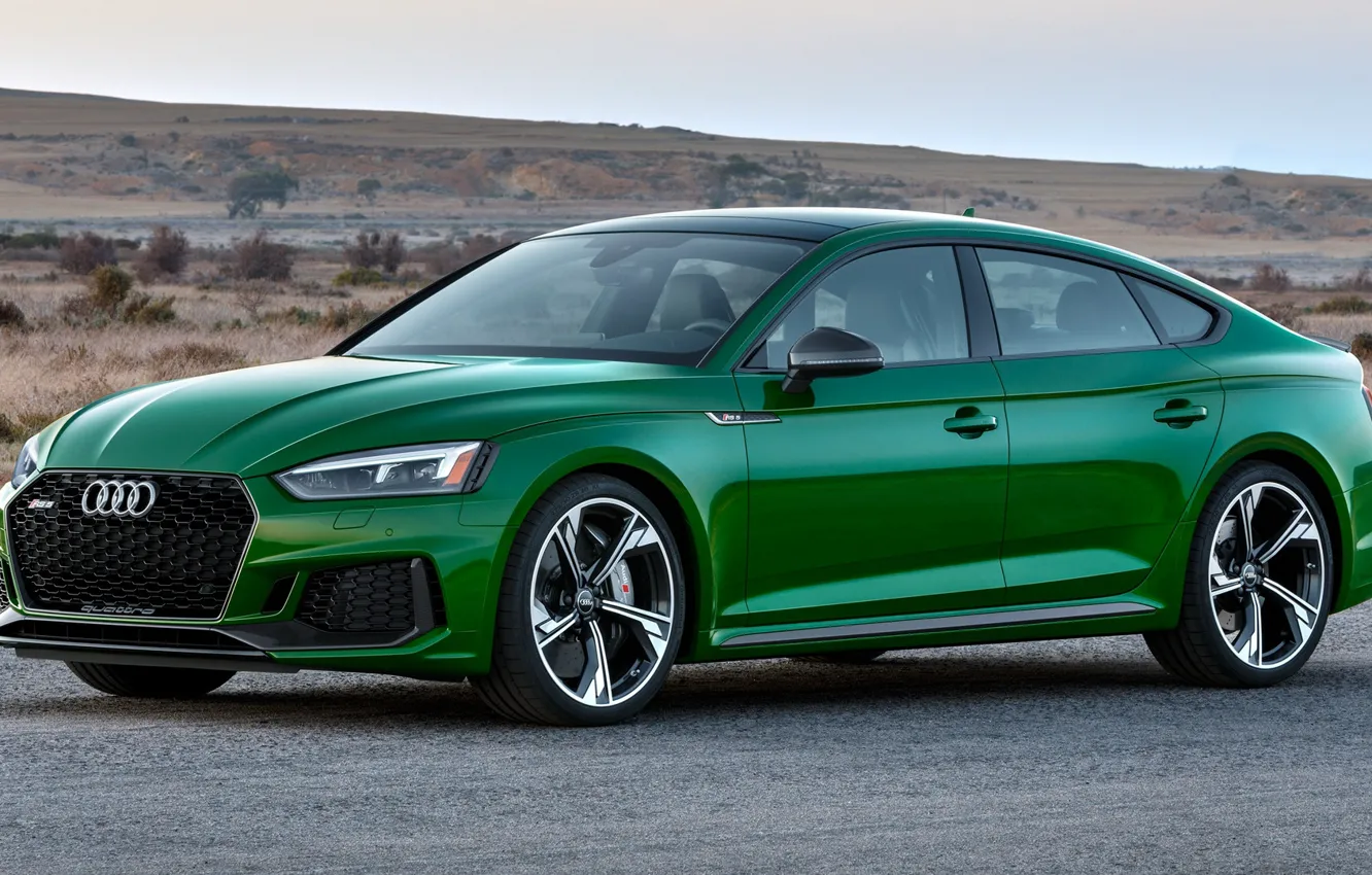 Фото обои дорога, машина, Audi, green, диски, сбоку, зелёная, спортивное авто
