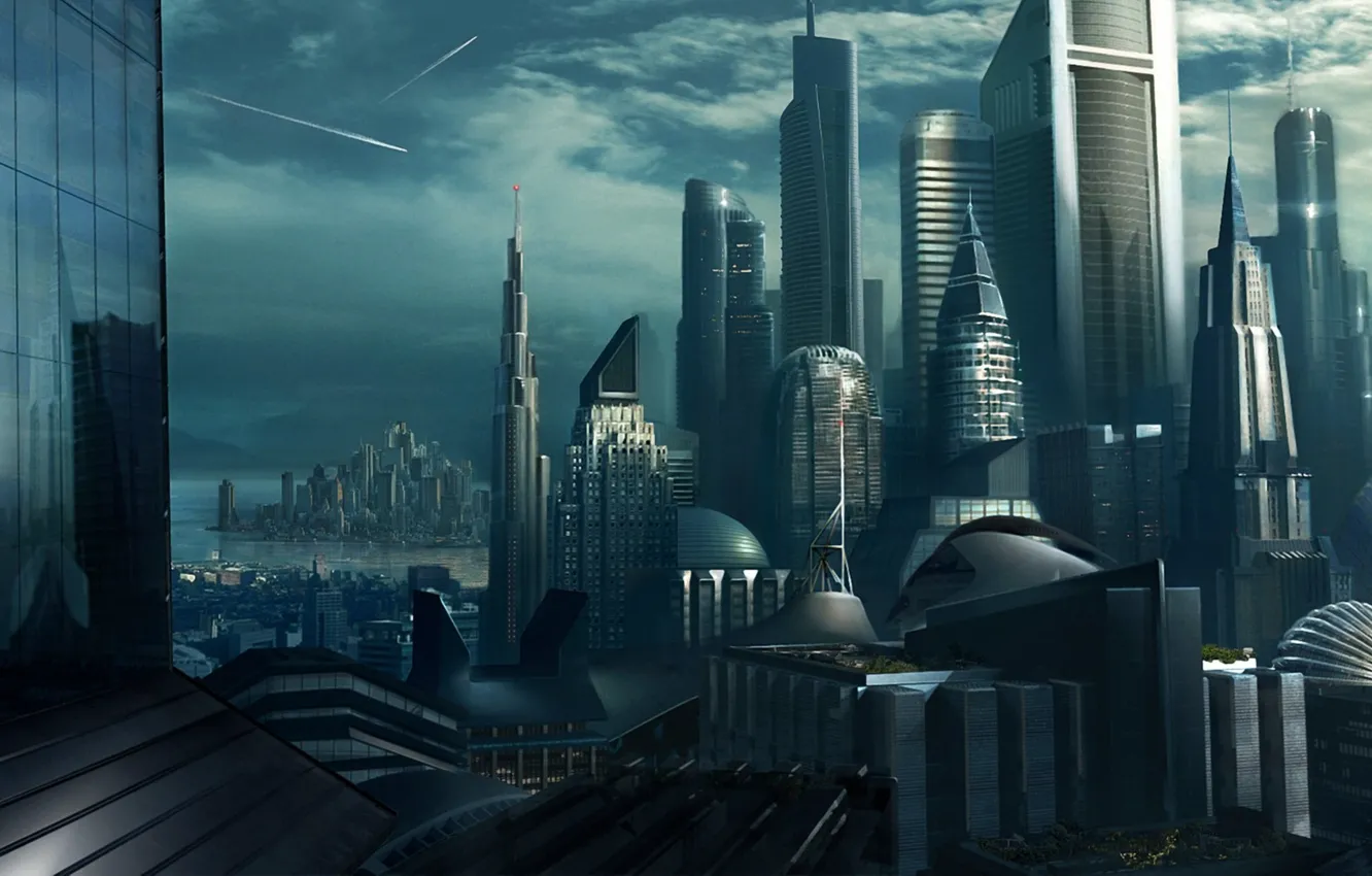 Фото обои город, здания, небоскребы, мегаполис
