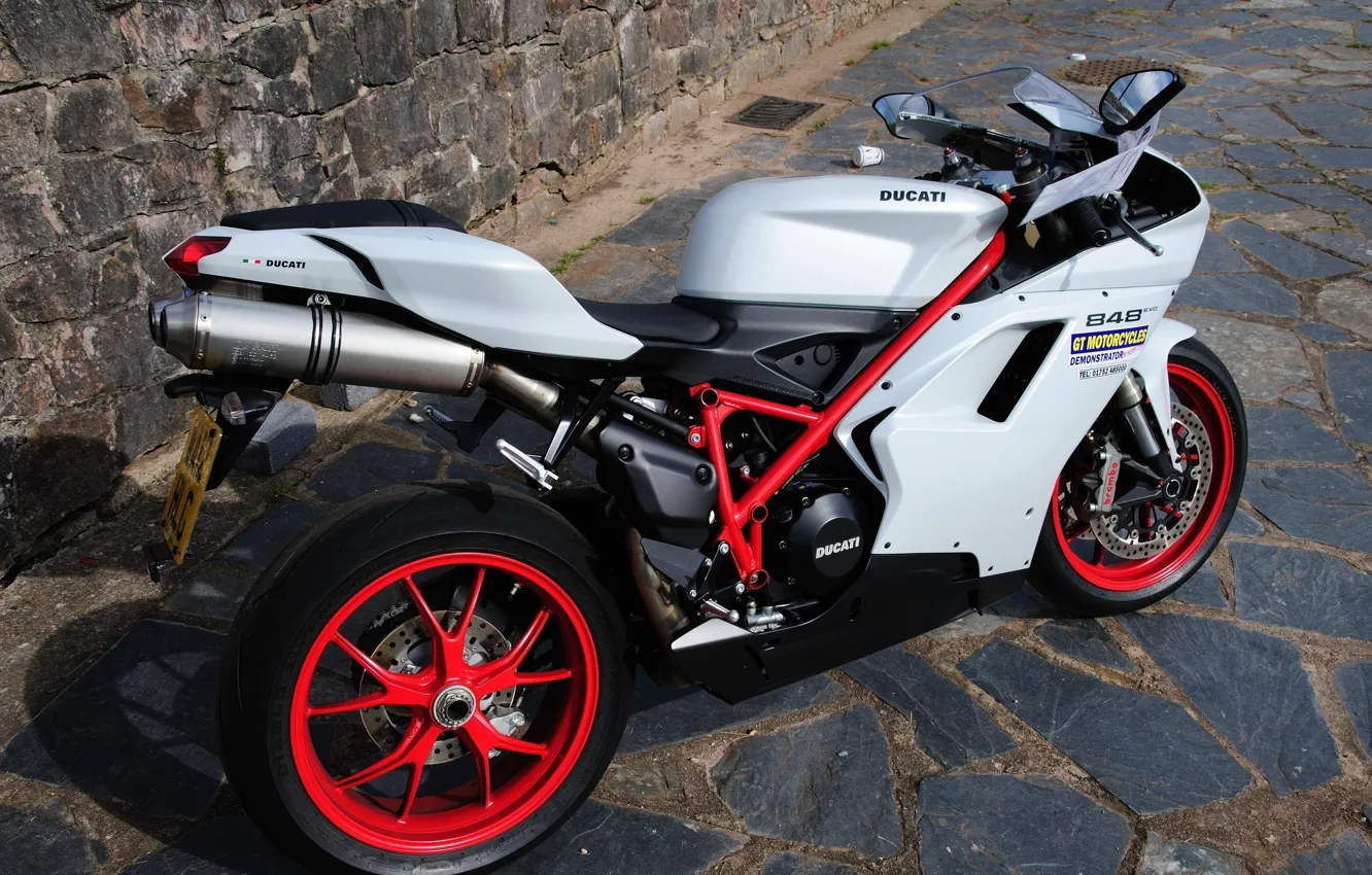 Фото обои камни, плитка, вид, мотоцикл, Ducati, дукати, 848
