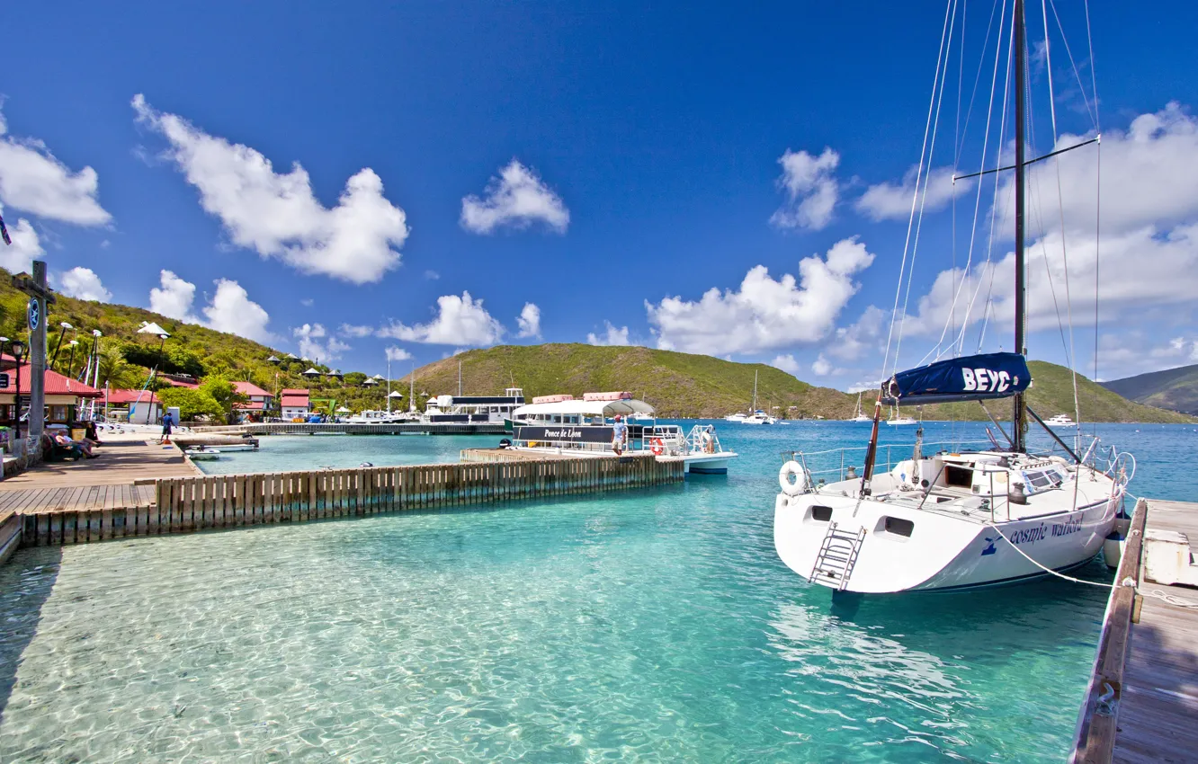 Фото обои дома, яхты, причалы, Карибы, Caribbean, Bitter End Yacht Club Hotel, Яхт-клуб, Virgin islands