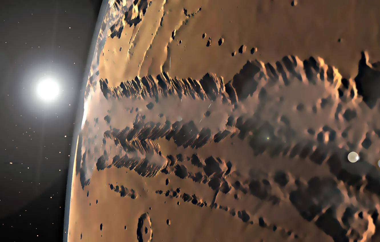 Фото обои поверхность, Марс, система каньонов, Долины Маринер