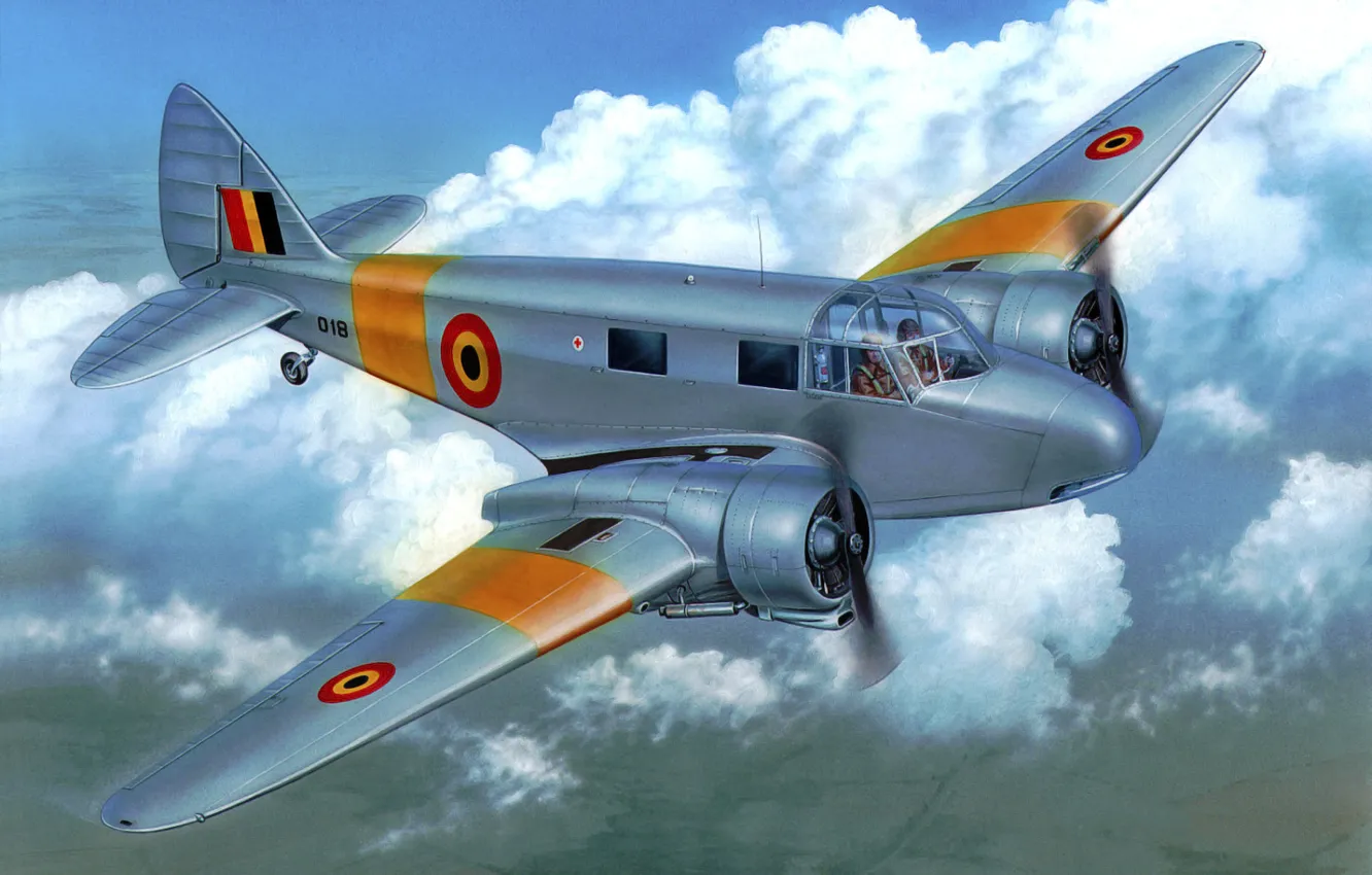Фото обои art, airplane, painting, aviation, Airspeed Oxford