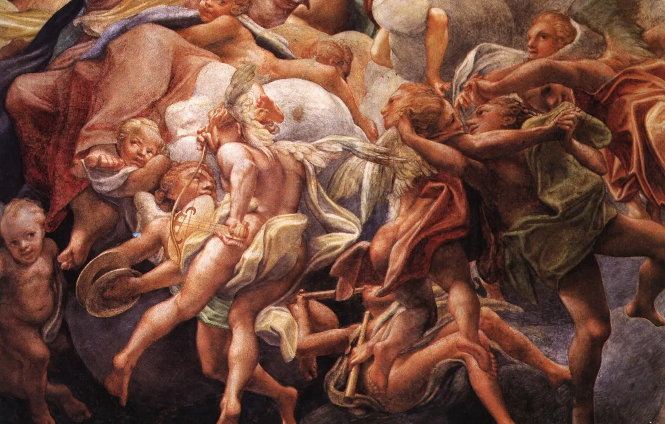Фото обои ангелы, Антонио Аллегри Корреджо, Маньеризм, Высокое Возрождение, итальянская живопись