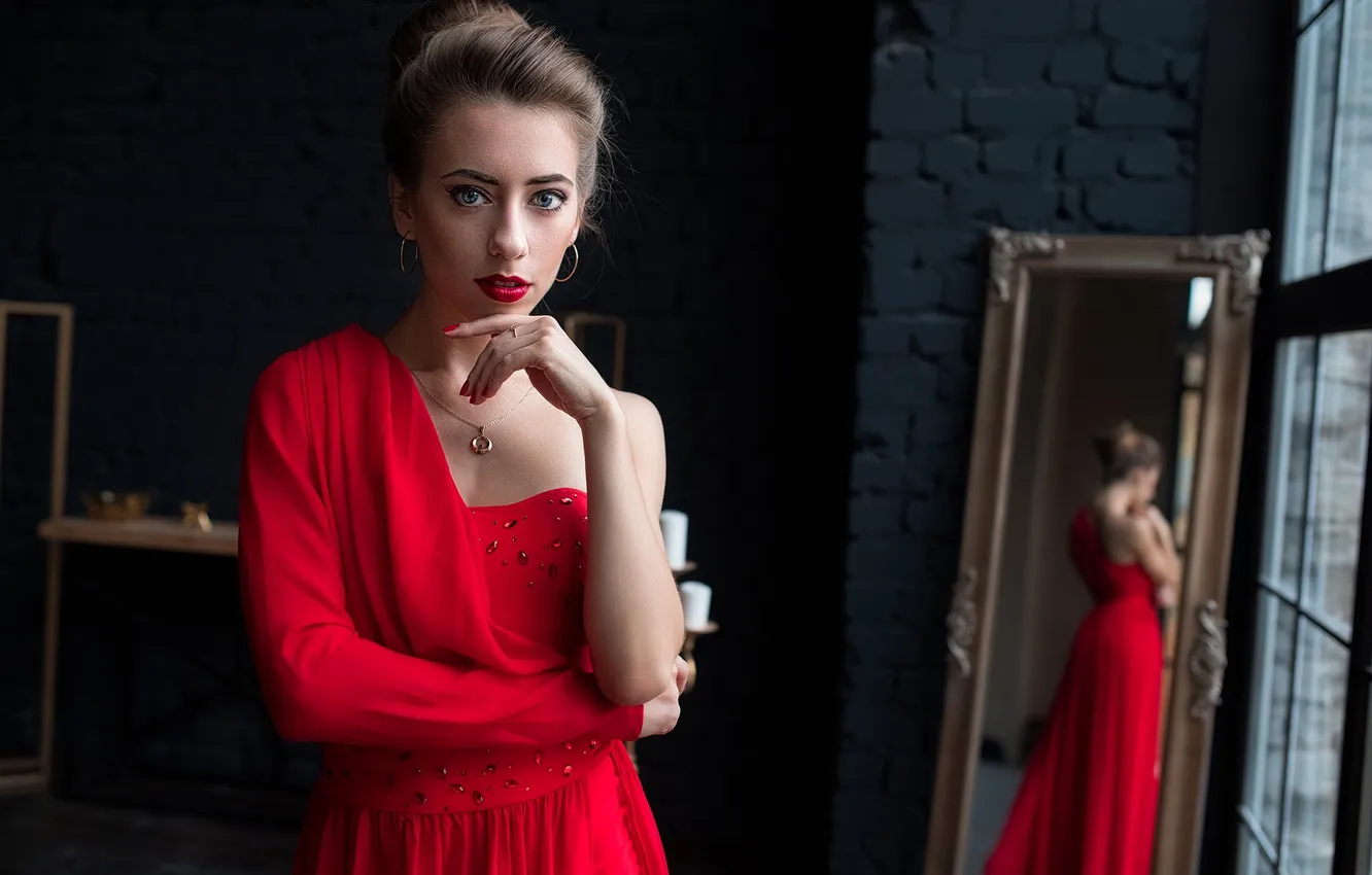 Фото обои девушка, милая, модель, Лицо, Обои, Портрет, шатенка, Кулон