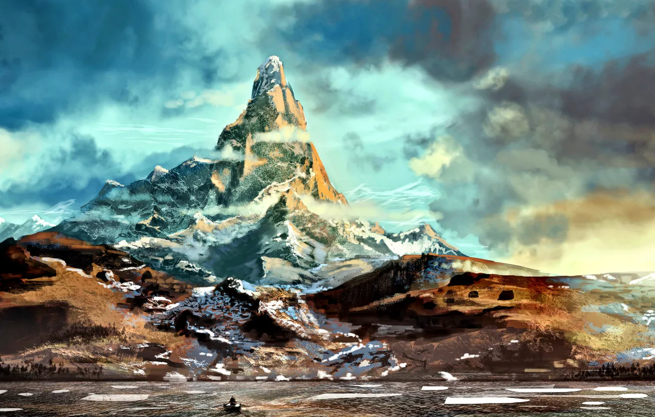 Фото обои art, The Hobbit, Erebor, Средизе́мье, Lonely Mountain
