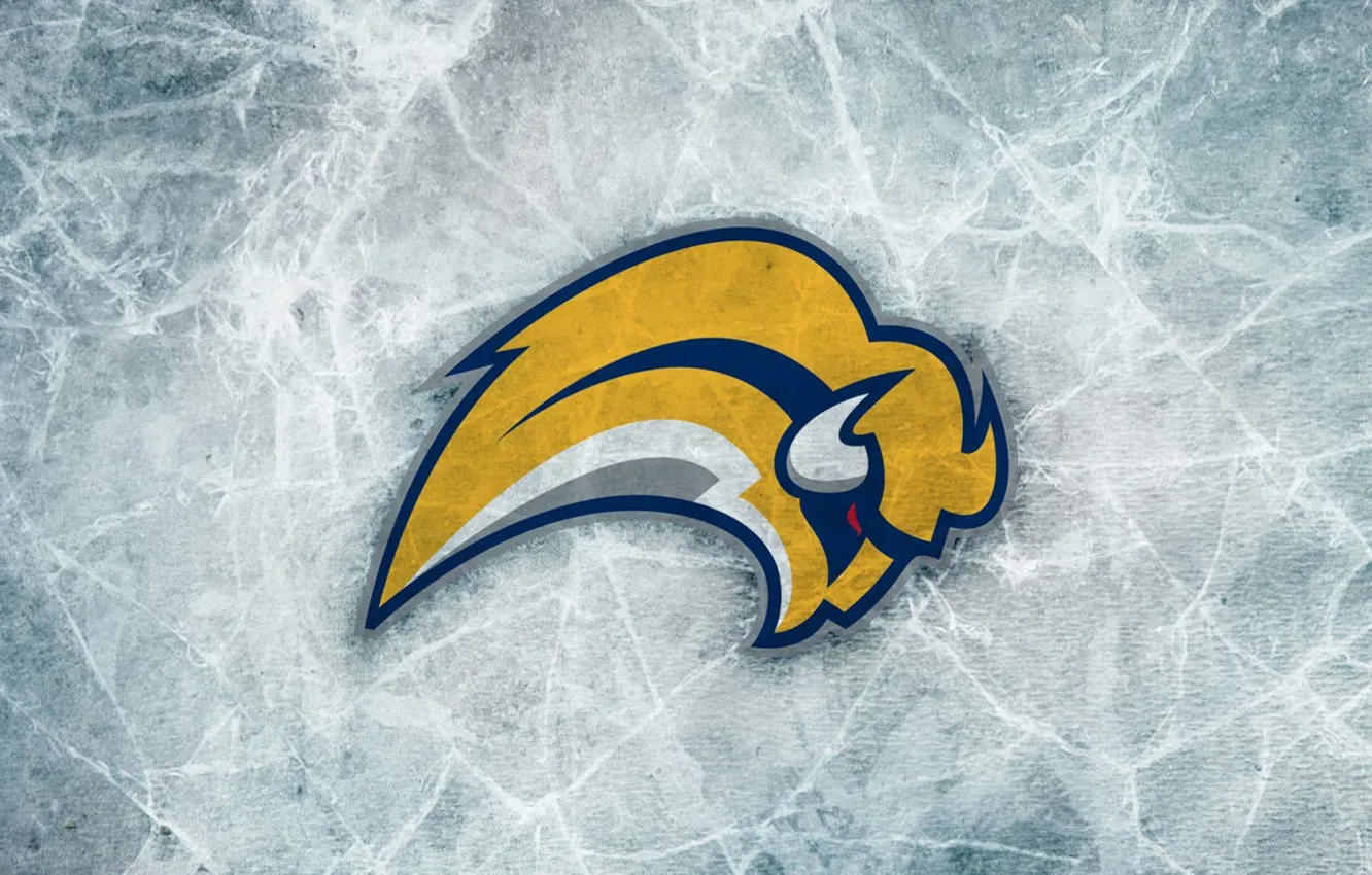 Фото обои лед, логотип, NHL, НХЛ, Buffalo Sabres, бизон, хоккейный клуб