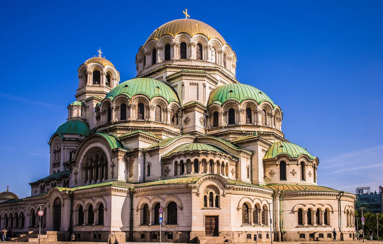 Фото обои солнце, тень, собор, храм, Болгария, София, Bulgaria, Александр Невский