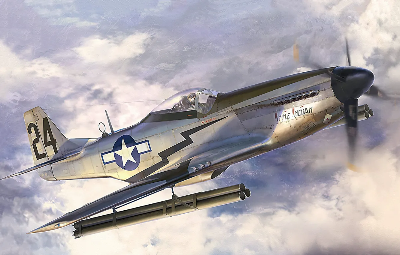Фото обои art, airplane, aviation, P-51D Mustang