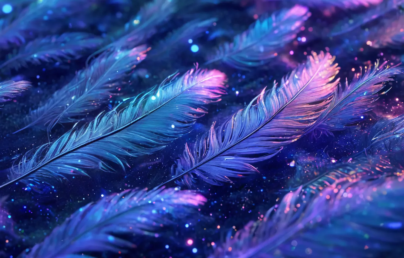 Фото обои перья, ночной, перламутр