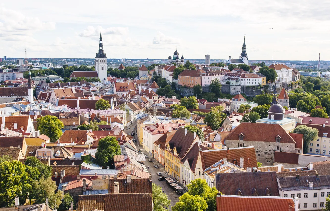 Фото обои здания, Эстония, Таллин, панорама
